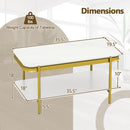2-Tier Modern Rectangular Coffee Table with Sintered Stone Top