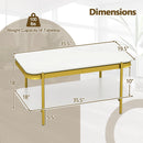 2-Tier Modern Rectangular Coffee Table with Sintered Stone Top