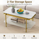 2-Tier Modern Rectangular Coffee Table with Sintered Stone Top