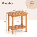 2-Tier Outdoor Acacia Wood Side Table with Slatted Tabletop and Storage Shelf