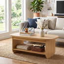 2-Tier Oval Coffee Table for Living Room Mid Century Center Table with Bottom Storage Shelf