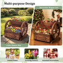 2-Tier Raised Garden Bed Rustic Wood Wagon Shape with Drainage Holes and Wheels-Coffee