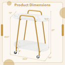 Rolling End Table with Faux Marble Top - 2-Tier Storage