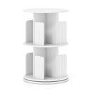 2-Tier Rotating Bookshelf with Dividers and Anti-falling Baffles