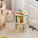 2-Tier Rotating Bookshelf with Dividers and Anti-falling Baffles