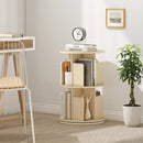 2-Tier Rotating Bookshelf with Dividers and Anti-falling Baffles