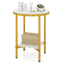 2-Tier Round Coffee Table with Storage Shelf