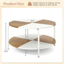 2-Tier Round Coffee Table Metal Frame with Storage Shelf