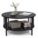 Round Coffee Table with Storage Shelf and Metal Frame