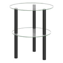 Round End Table with Tempered Glass Top and Shelf