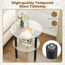 Round End Table with Tempered Glass Top and Shelf