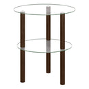 Round End Table with Tempered Glass Top and Shelf