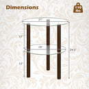 Round End Table with Tempered Glass Top and Shelf