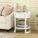 2-Tier Round End Table Mid Century Modern Nightstand with Drawer and Shelf