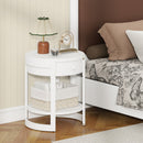 2-Tier Round End Table Mid Century Modern Nightstand with Drawer and Shelf