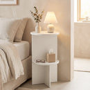 Round Side Table with Storage Shelf, 2-Tier White