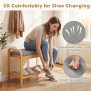 2-Tier Shoe Rack Bench with Flip-Top Storage-Natural