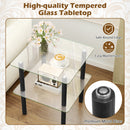Square End Table with Tempered Glass Top and Shelf