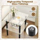 Square End Table with Tempered Glass Top and Shelf