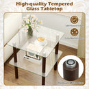 Square End Table with Tempered Glass Top and Shelf