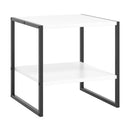 2-Tier Square End Table with Storage Shelf Reversible Design-White