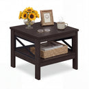 2-Tier Square Side Table with Storage Shelf and X-Frame for Bedroom Living Room