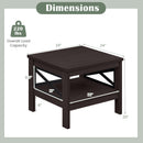 2-Tier Square Side Table with Storage Shelf and X-Frame for Bedroom Living Room