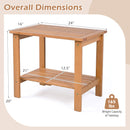 2-Tier Eucalyptus Wood Patio End Table with Storage Shelf
