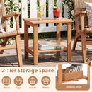 2-Tier Eucalyptus Wood Patio End Table with Storage Shelf