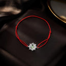 925 Sterling Silver Adjustable Length Bracelet with CZ and Glass Pendant for Women