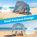 Beach Shelter Umbrella with Side Panels UPF 50+ 6.5 ft
