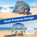 Beach Shelter Umbrella with Side Panels UPF 50+ 6.5 ft