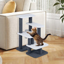 2-in-1 Cat Stairs Cat Tree Tower with Scratching Posts and Hanging Toy Ball-Gray