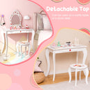 2 in 1 Children Pretend Makeup Vanity Set with Removable Mirror and Storage Drawer-White