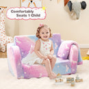 2-in-1 Folding Kids Couch with Blanket Glow in the Dark-Multicolor
