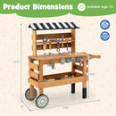 2-in-1 Kids Rolling Cart with Play Tools Set for Construction Play-Brown