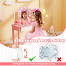 2-in-1 Kids Vanity Table Set with Tri-Folding Detachable Mirror and Lights