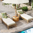 2-in-1 Outdoor Side Table with Storage Acacia Wood Slatted Coffee Table Square and Round Slatted End Storage Box