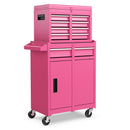2-in-1 Tool Chest and Cabinet with 5 Sliding Drawers-Black