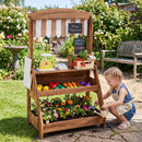 2-in-1 Wooden Mud Kitchen & Market Stand with Planter Box