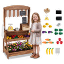 2-in-1 Wooden Mud Kitchen & Market Stand with Planter Box