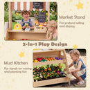 2-in-1 Wooden Mud Kitchen & Market Stand with Planter Box
