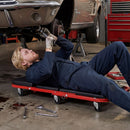2-in-1 Z-Shaped Rolling Garage Stool 36" Folding Flat Automotive Creeper-Red