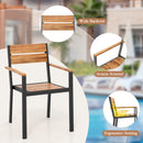 Acacia Wood Patio Dining Chairs Set of 2 with Armrests