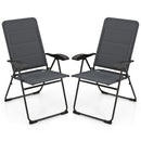 2 Pieces Outdoor Folding Patio Chairs with Adjustable Backrests for Bistro and Backyard