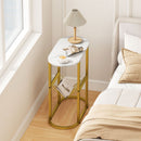 2-tier Oval Narrow Bedside End Table
