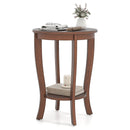 2-tier Round End Table with Solid Wood Legs
