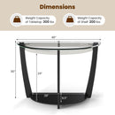 2-tier Tempered Glass Console Table with Clear Glass Top and Open Shelf
