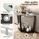 2-tier Tempered Glass Console Table with Clear Glass Top and Open Shelf