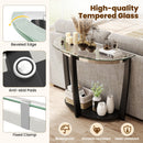 2-tier Tempered Glass Console Table with Clear Glass Top and Open Shelf